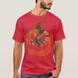 T-shirt Citrouille de teinture orange face Jack-o'-lantern