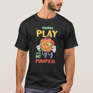 T-shirt Citrouille déplaisant Halloween Veux Jouer Avec Mo