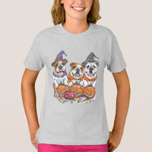 T-shirt Citrouille des Bulldogs anglais d'Halloween