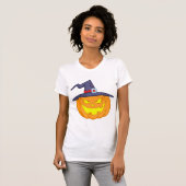 T-shirt Citrouille d'Halloween avec sorcière Casqu (Devant entier)
