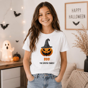 T-Shirt Citrouille d'Halloween "BOO !" - Nom personnalisé