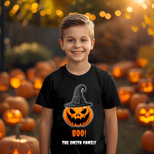 T-shirt Citrouille d'Halloween "BOO !" - Nom personnalisé