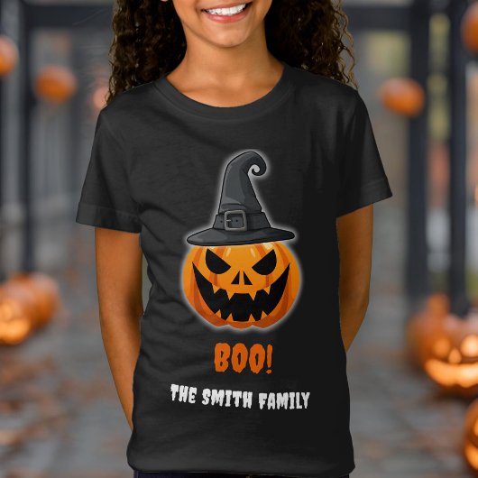 T-Shirt Citrouille d'Halloween "BOO !" - Nom personnalisé