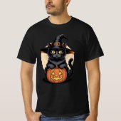 T-shirt Citrouille d'Halloween Chat Noir (Devant)