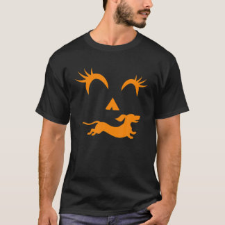 T-shirt Citrouille d'Halloween Dachshund Jack-o-lantern