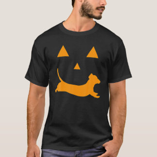 T-shirt Citrouille d'Halloween Dachshund Jack-O'Lantern