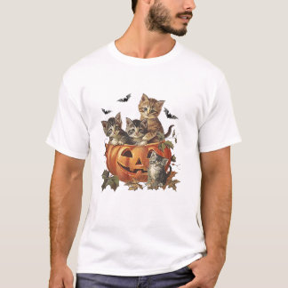 T-shirt Citrouille d'Halloween de chat rétro 90