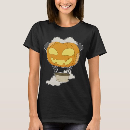 T-shirt Citrouille d'Halloween en montgolfière (Devant)