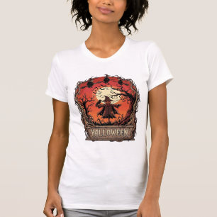 T-shirt Citrouille d'Halloween Épouvantail Sorcières Plein