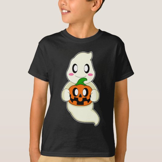 T-shirt Citrouille d'Halloween fantôme (Devant)