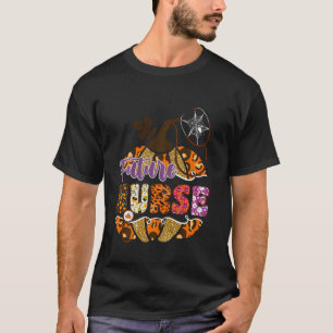 T-shirt Citrouille d'Halloween Future Infirmière Léopard S
