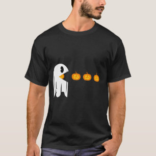 T-shirt citrouille d'Halloween mignon manger fantôme, game