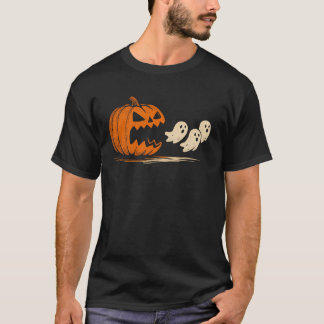 T-shirt Citrouille d'Halloween mignonne mange des fantômes