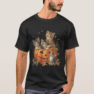 T-shirt Citrouille éffrayant Vintage 90s Cat Retro Hallowe