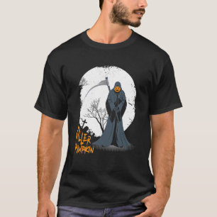 T-shirt Citrouille effrayant Visage Jack O' Lantern Grim R