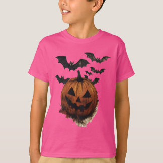 T-shirt Citrouille effrayante et chauves-souris Art d'Hall