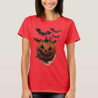 T-shirt Citrouille effrayante et chauves-souris Art d'Hall