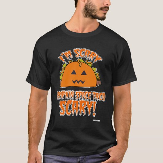 T-shirt Citrouille épice Taco Scary style foncé (Devant)