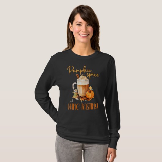 T-shirt Citrouille Épice & Vin Dégustation mignonne automn (Devant entier)