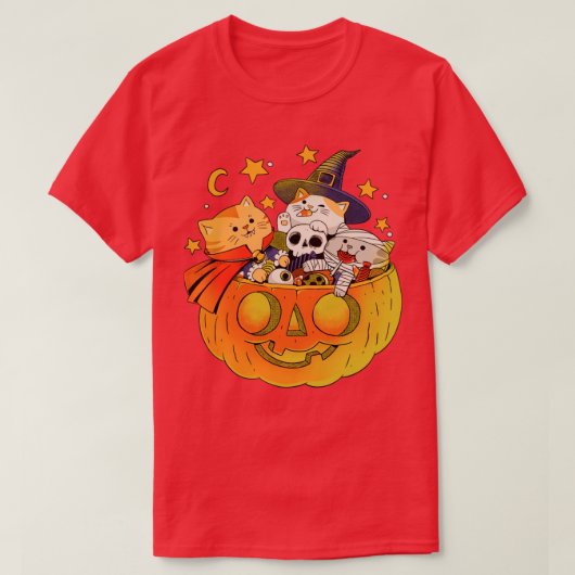T-shirt Citrouille et chats (Design devant)