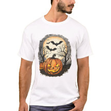 T-Shirt Citrouille et Chauves-Souris d'Halloween