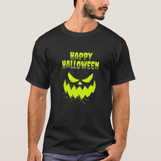 T-shirt Citrouille Face Horreur Halloween Costume Hommes H (Devant)