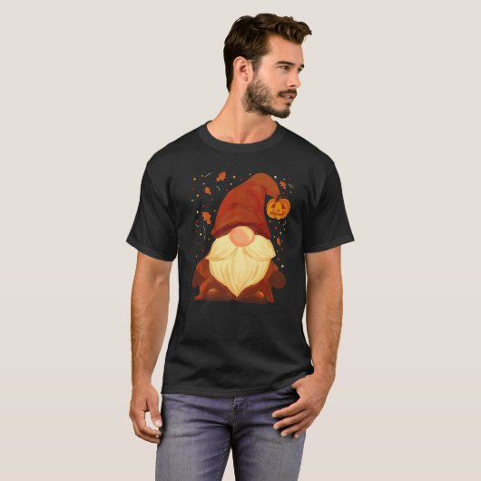 T-shirt Citrouille Gnome Fall quitte Automne Thanksgiving (Devant entier)
