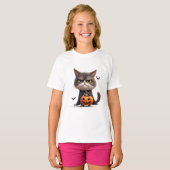 T-shirt Citrouille Grincheuse Sorcière Chat Thème Hallowee (Devant entier)