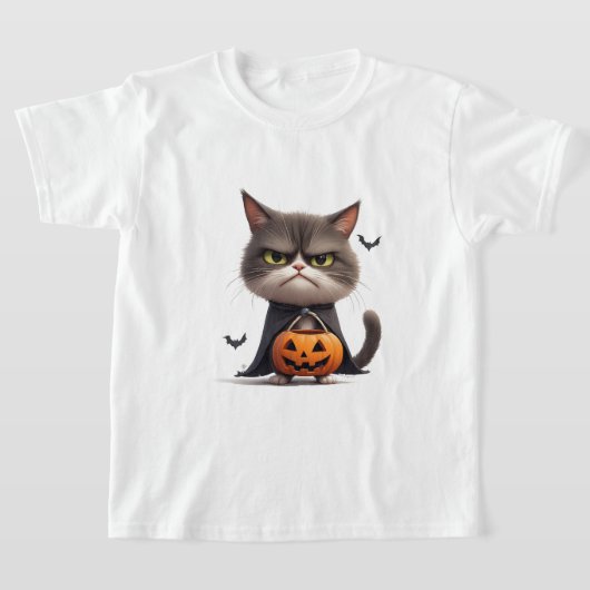 T-shirt Citrouille Grincheuse Sorcière Chat Thème Hallowee (Poser)