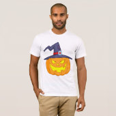 T-shirt Citrouille Halloween avec un Casquette sorcier Men (Devant entier)