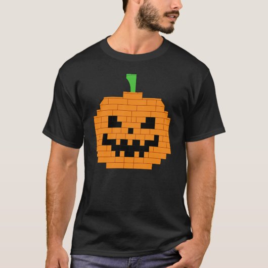 T-shirt Citrouille Halloween construit à partir de blocs (Devant)