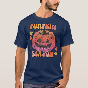 T-shirt Citrouille Happy Face Citrouille saison Retro auto