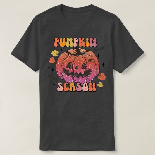 T-shirt Citrouille Happy Face Citrouille saison Retro auto (Design devant)