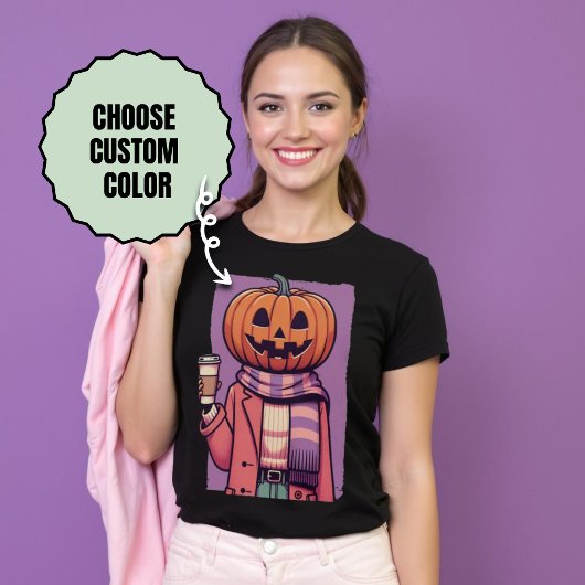 T-shirt Citrouille Head Café Pastel Goth Halloween
