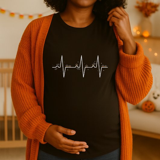 T-shirt Citrouille Heartbeat Grossesse Halloween Maternité