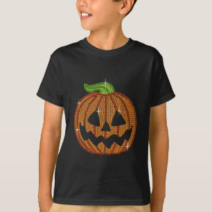T-shirt Citrouille imprimé de Jackolantern de fausse