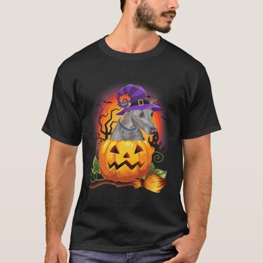 T-shirt Citrouille italien Greyhound Witch Halloween - Chi (Devant)