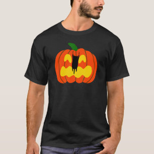 T-shirt Citrouille Jack O' Lantern Griffée par un Chat Hal