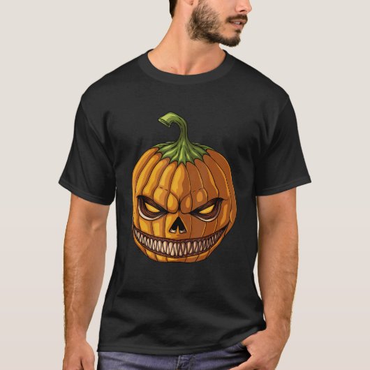 T-shirt Citrouille Jack O'Lantern Face Mal Sourire Hallowe (Devant)