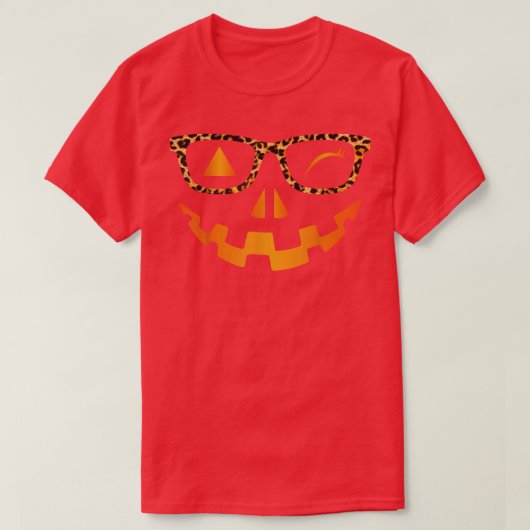 T-shirt Citrouille JackOLantern lunettes léopard (Design devant)