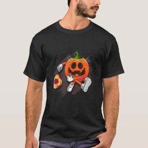 T-shirt Citrouille Jouer Football Football Halloween Costu