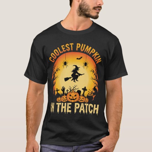 T-shirt Citrouille la plus cool d'Halloween dans le patch (Devant)