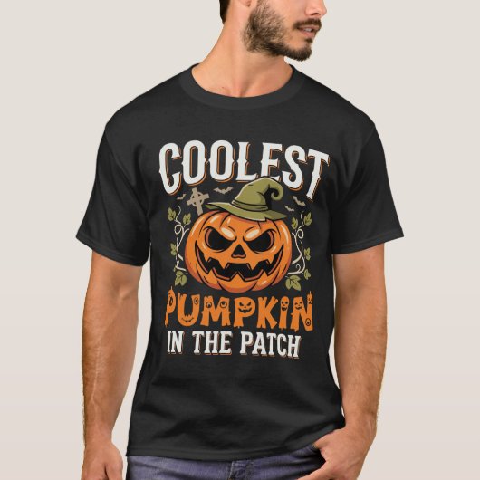 T-shirt Citrouille la plus cool du patch design Halloween (Devant)