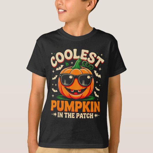 T-shirt Citrouille la plus cool du patch Halloween groovy (Devant)
