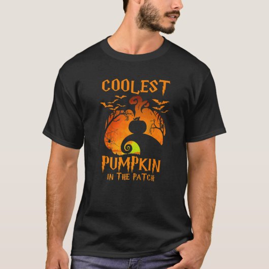 T-shirt Citrouille Le Plus Coolle Dans Le Patch Halloween (Devant)