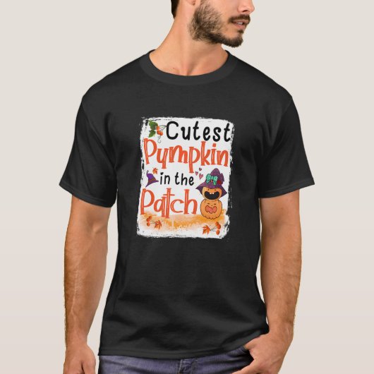 T-shirt Citrouille Le Plus Cutest Dans Le Patch Funny Fall (Devant)