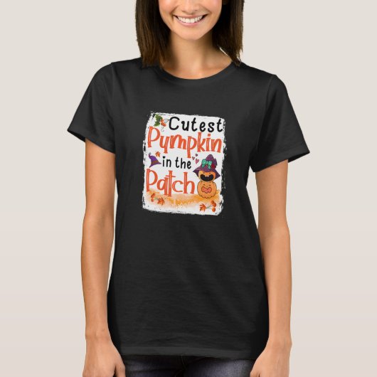 T-shirt Citrouille Le Plus Cutest Dans Le Patch Funny Fall (Devant)