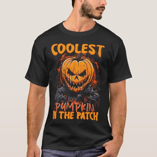 T-shirt Citrouille le plus froid d'Halloween dans le patch (Devant)