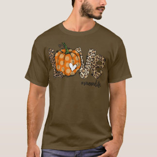 T-shirt Citrouille Love maman Vie Coeur LeopardAutumn Cade