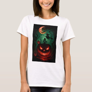 T-shirt Citrouille maléfique sous la lune de sang | Sorciè